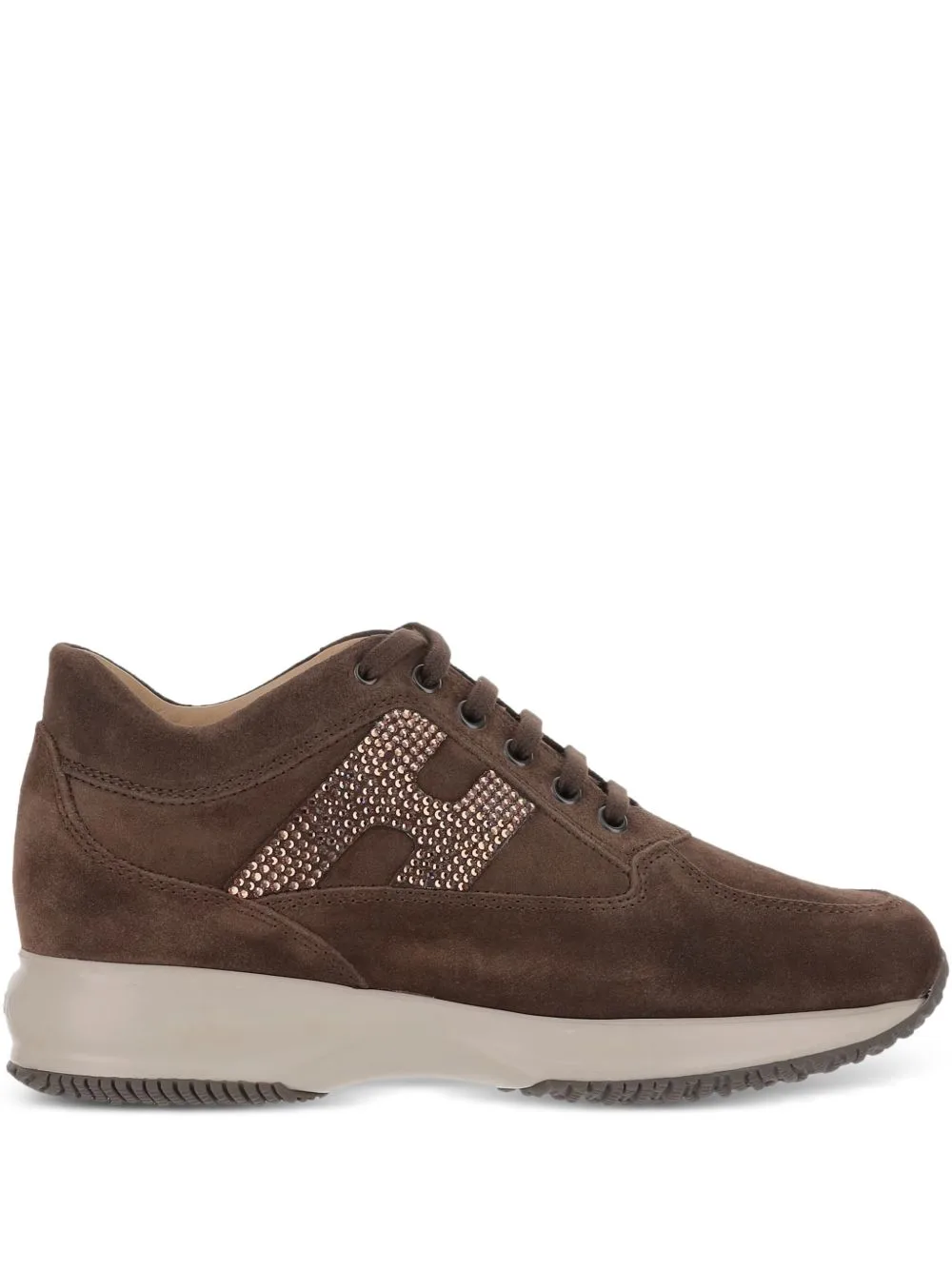 Crystal-Embellished Suede Sneakers by Hogan