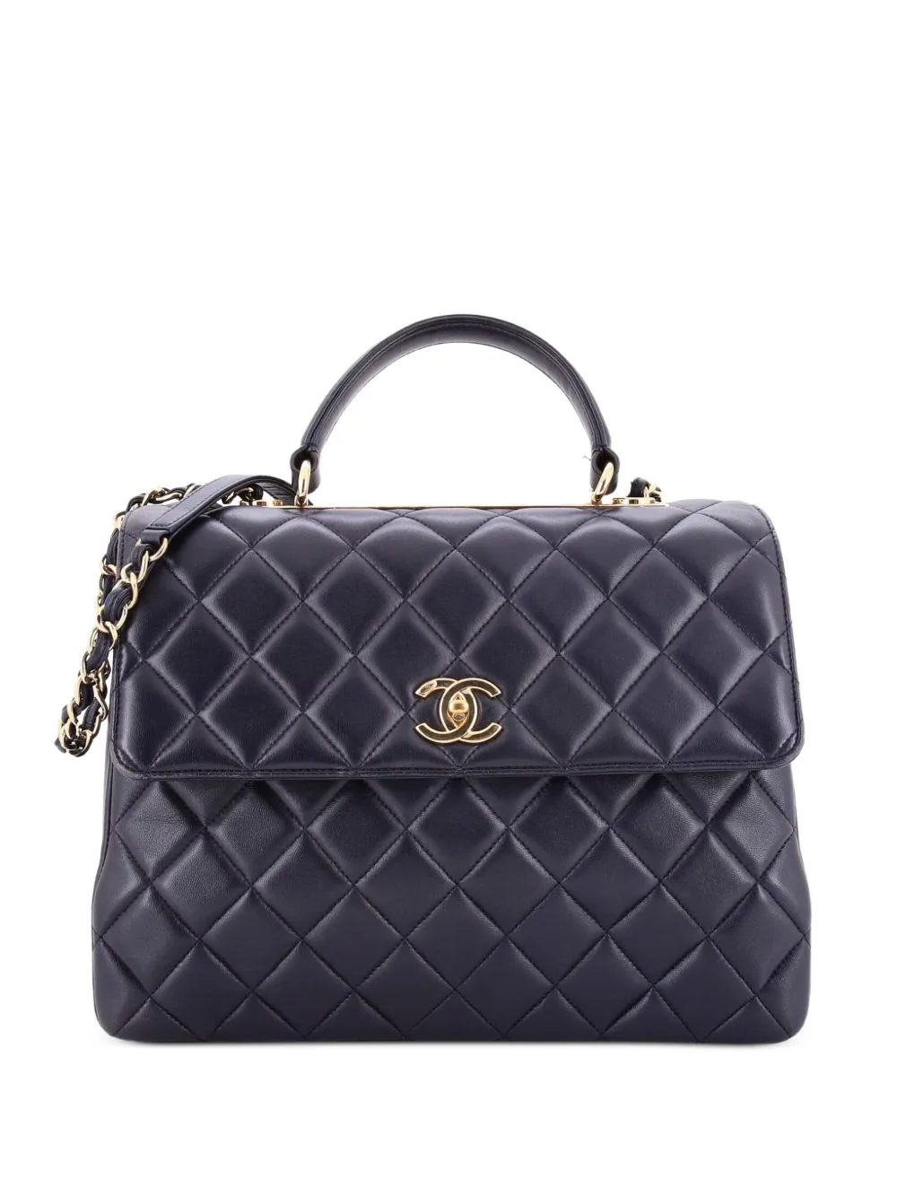 Trendy CC Top Handle Bag Quilted Lambskin Large Satchel by CHANEL Pre-Owned