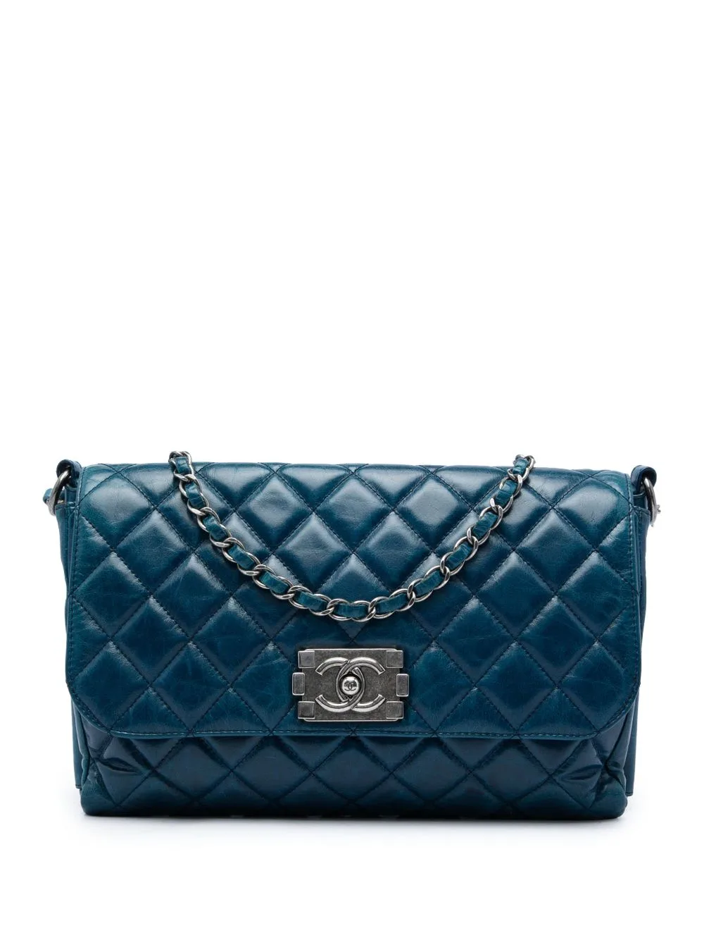 2011 Quilted Glazed Calfskin Soft Boy Flap Shoulder Bag by CHANEL Pre-Owned