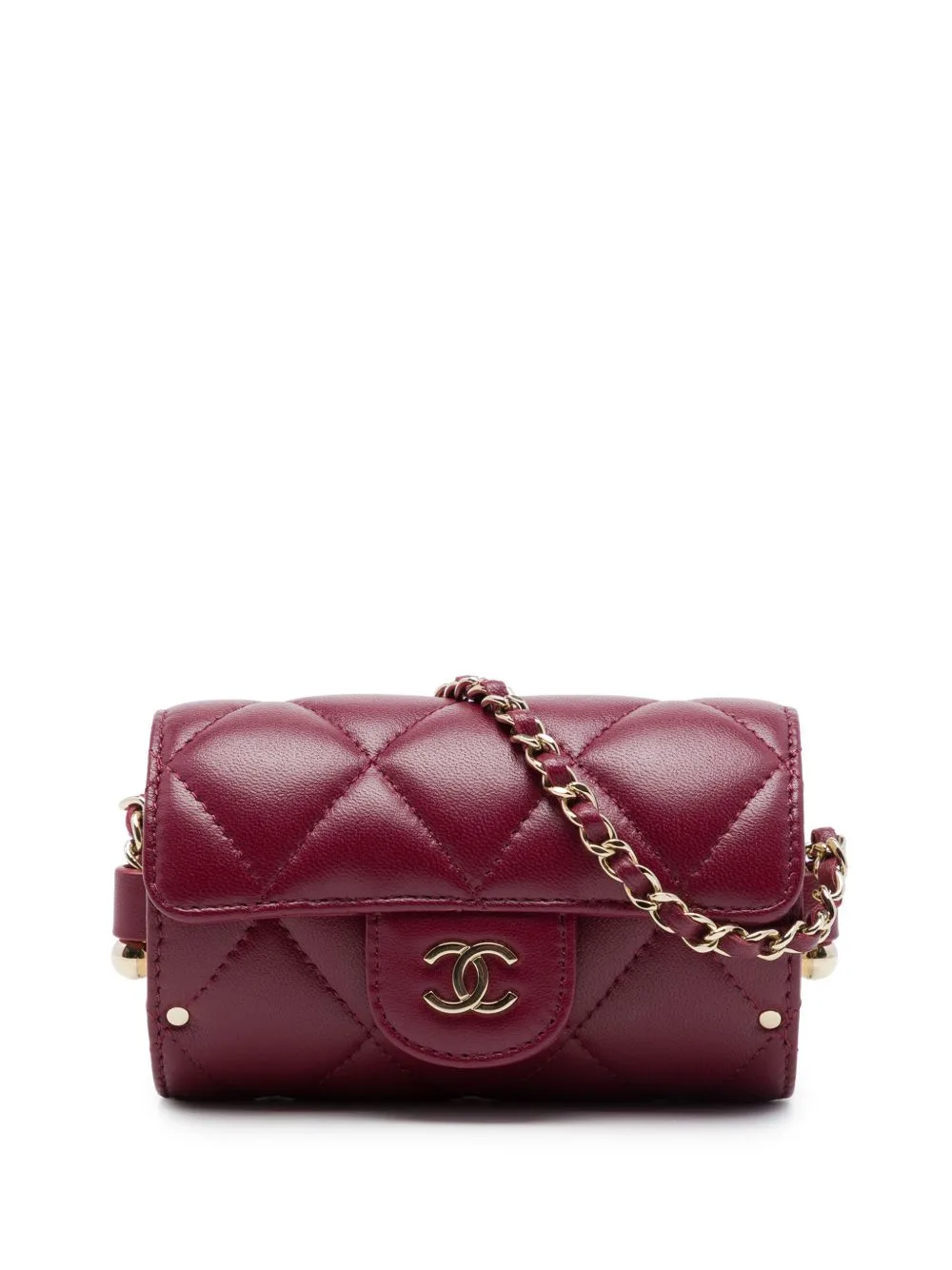2021 Quilted Lambskin Box of Secrets Card Holder with Chain Crossbody Bag by CHANEL Pre-Owned