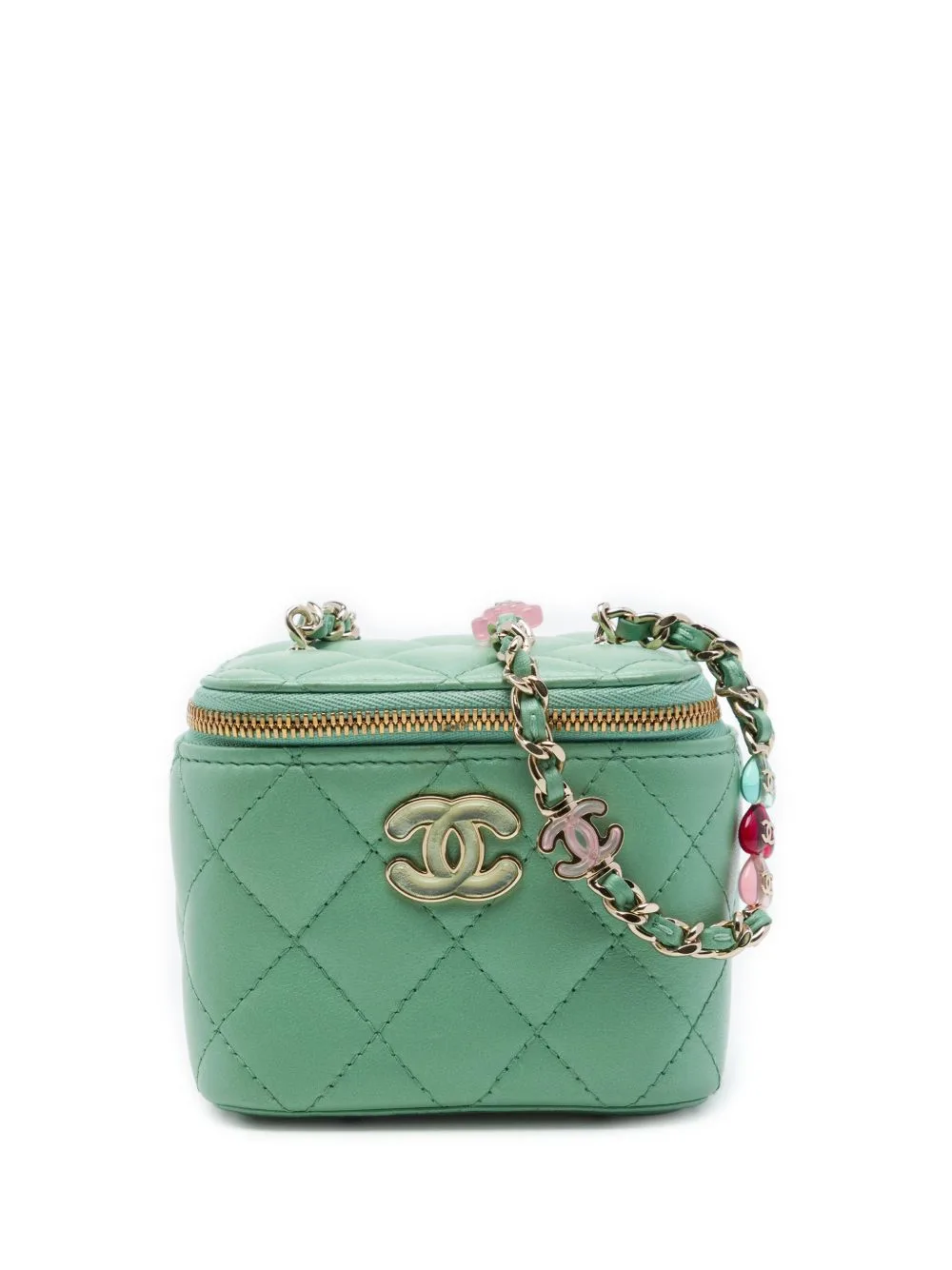 2021-2026 Mini Quilted Lambskin Resin Heart Vanity Case with Chain Crossbody Bag by CHANEL Pre-Owned