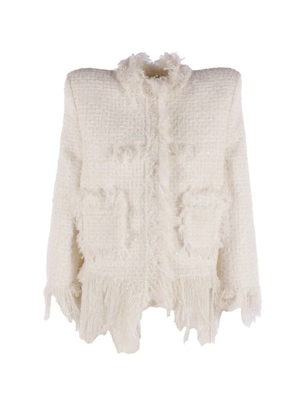 Sequin-Embellished Frayed Jacket by Matières Fécales