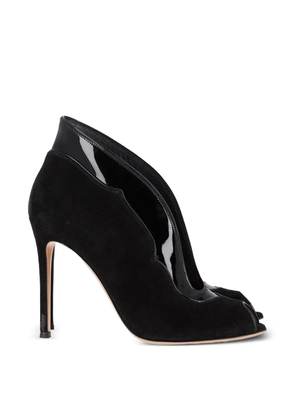 Vamp Peep-Toe Leather Ankle Boots by Gianvito Rossi