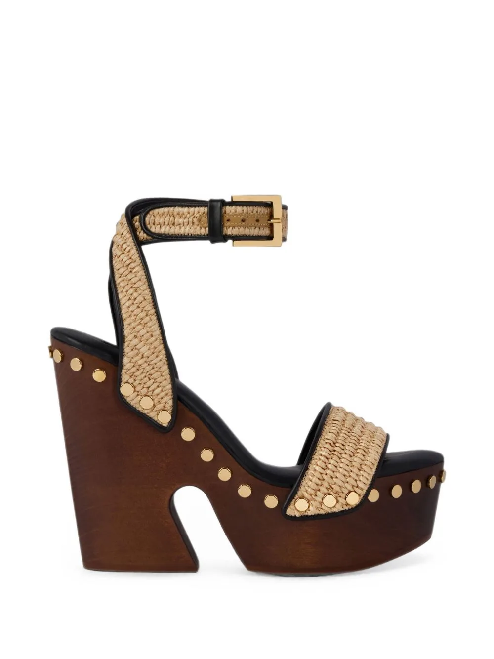 Clog Raffia-Effect Platform Sandals with Studs Detail by Givenchy