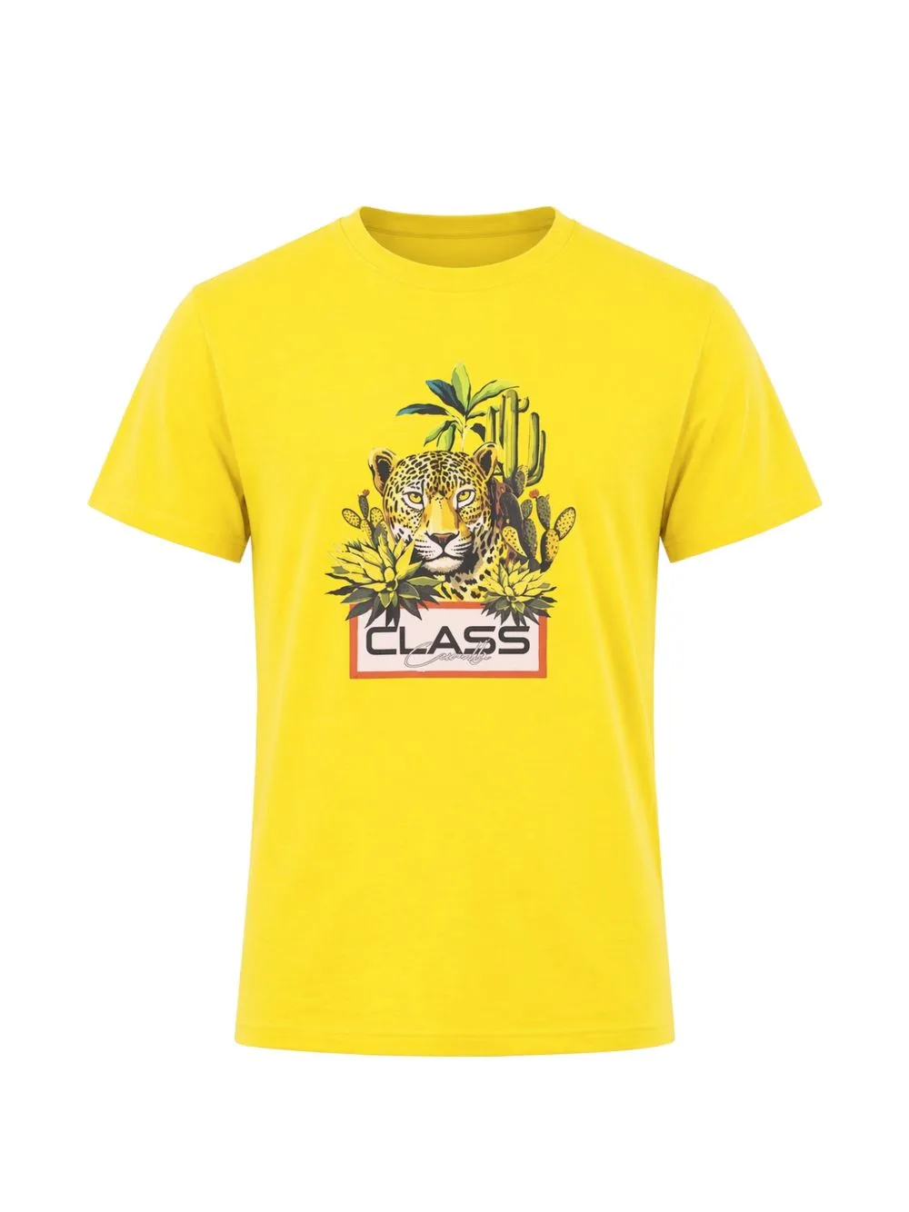 Jaguar-Print Tropical-Motif T-Shirt by Cavalli Class
