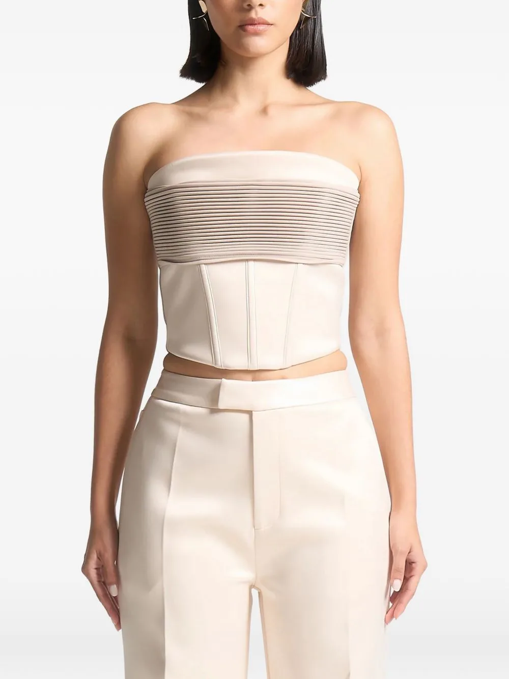 Cora Satin Pintuck Bandeau Corset Top