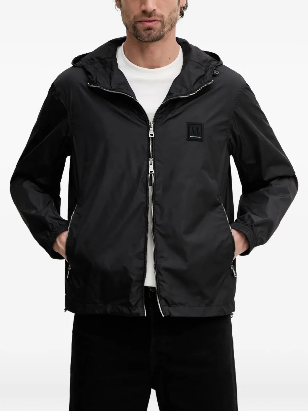 Logo-Patch Hooded Jacket by Armani Exchange