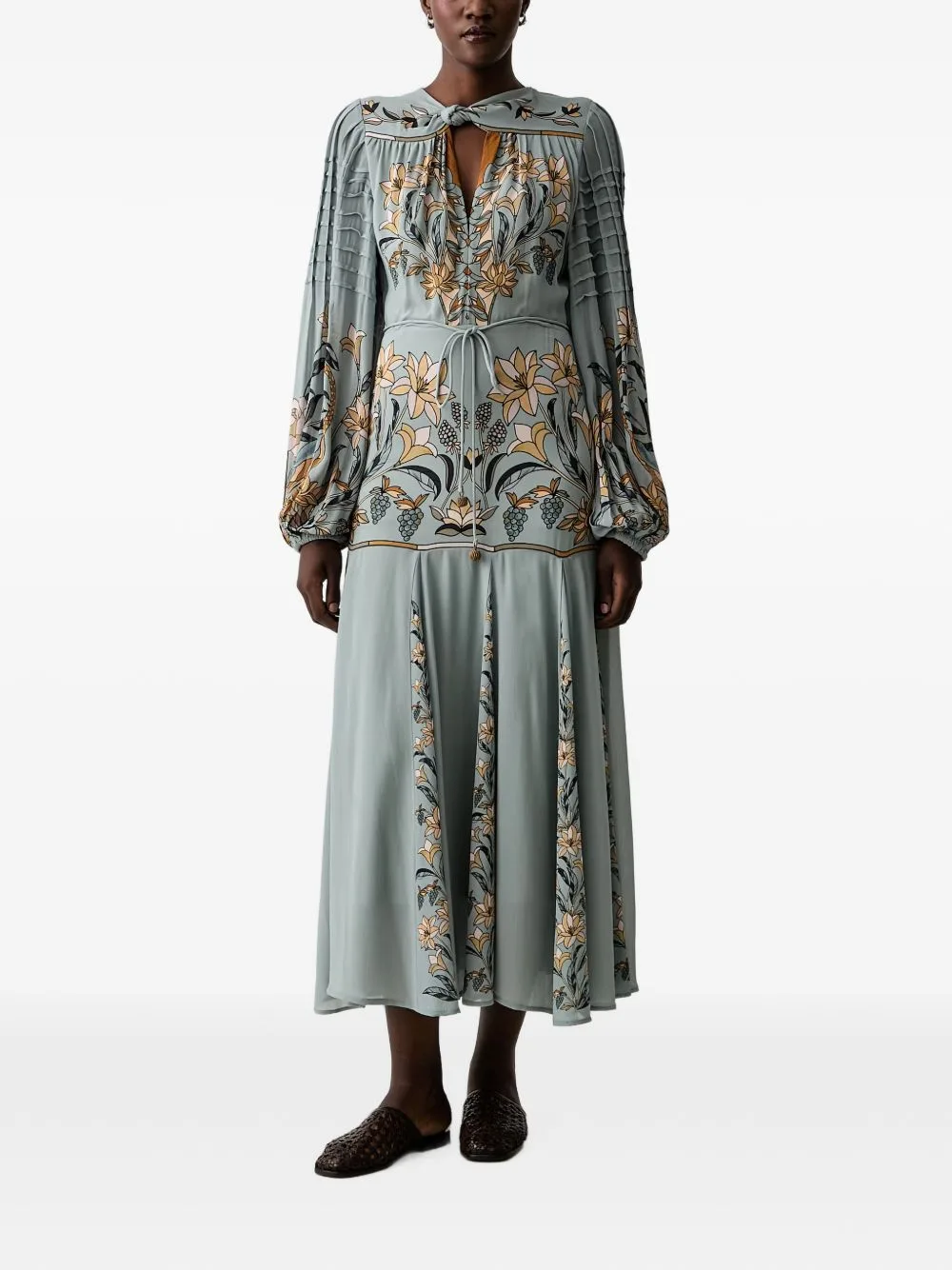 Floral-Print Pleated-Sleeve Midi Dress by FARM Rio