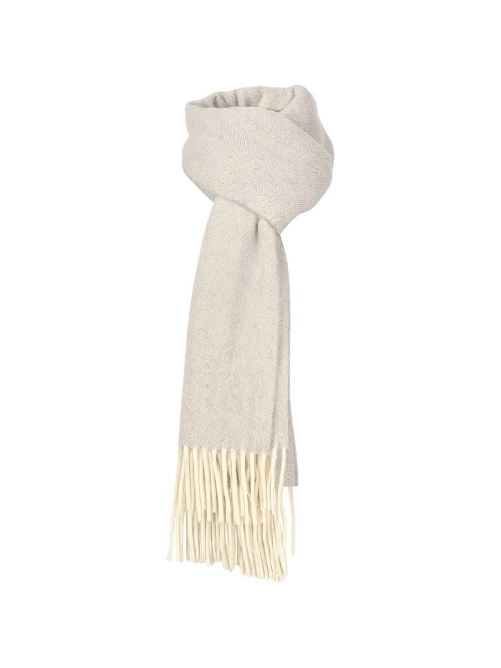 Herringbone-Pattern Fringed Scarf by Gran Sasso