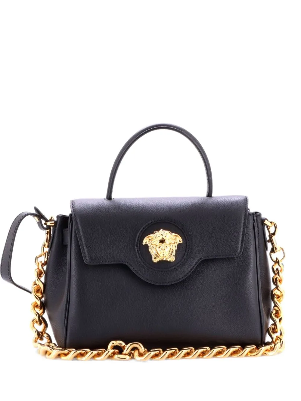 La Medusa Top Handle Bag Leather Medium Satchel by Versace Pre-Owned