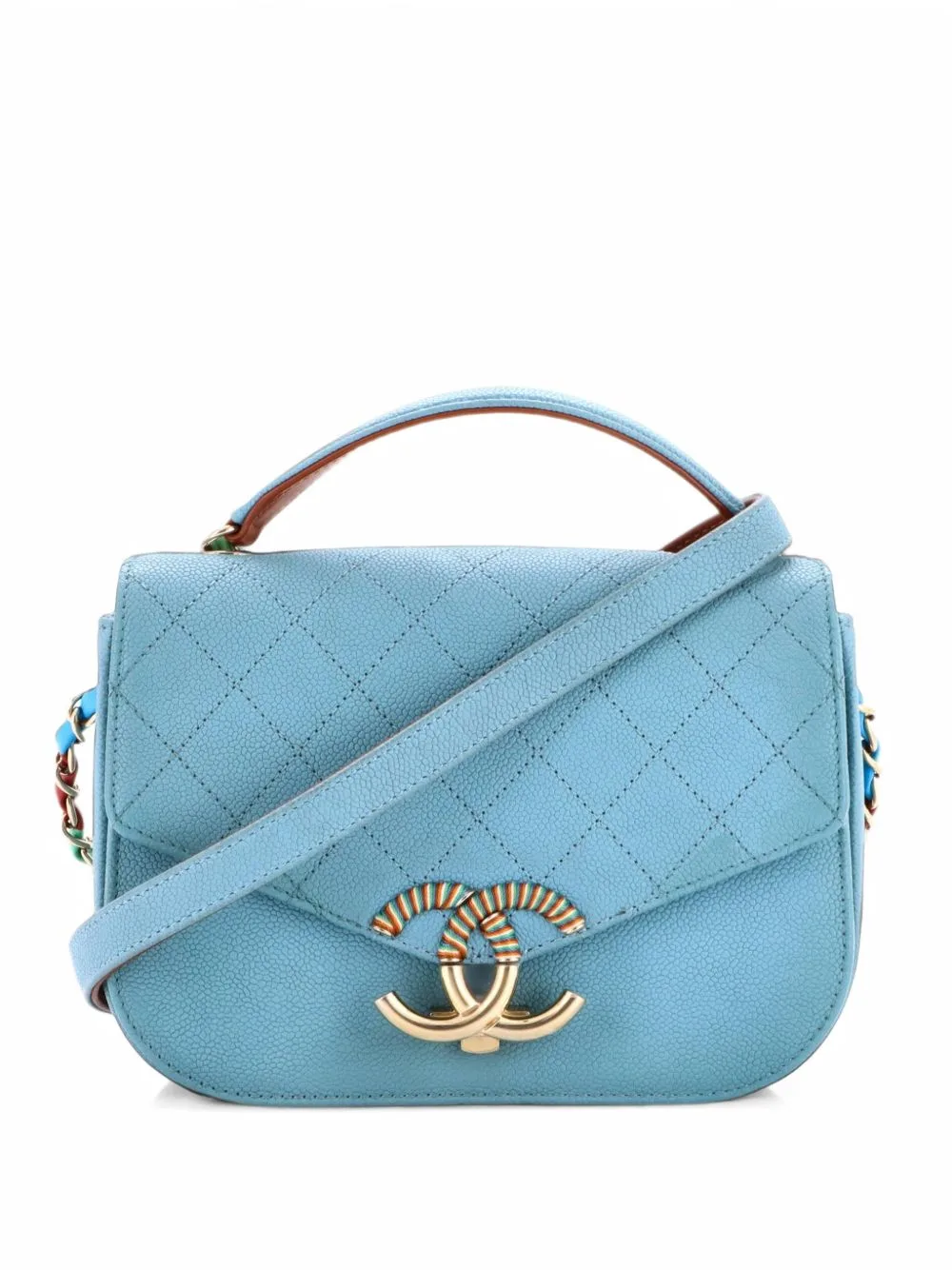 Thread Around Flap Bag Quilted Caviar Small Shoulder Bag by CHANEL Pre-Owned