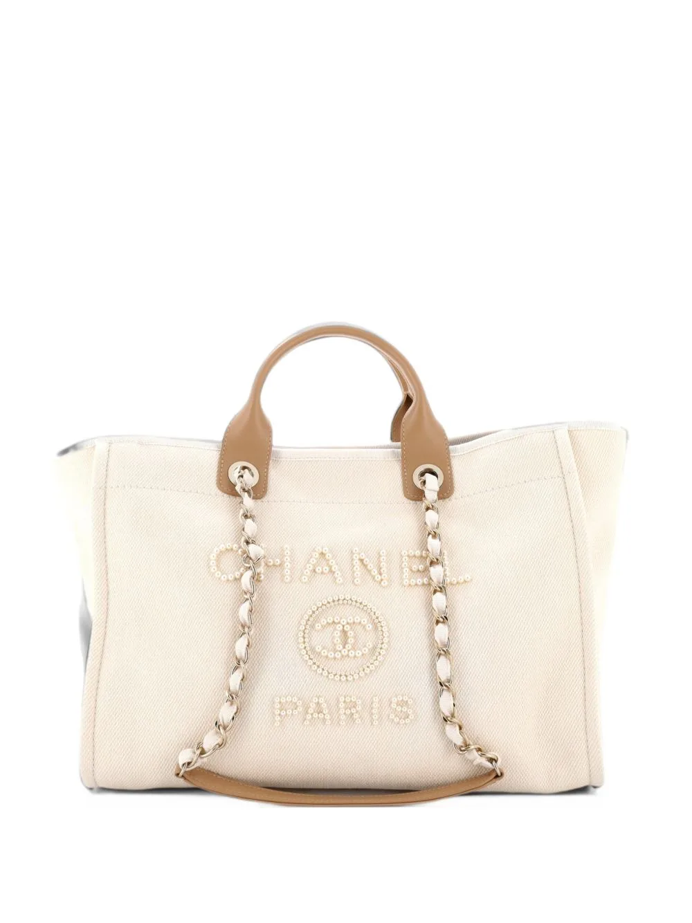 Deauville Pearl Embellished Canvas Medium Tote Bag by CHANEL Pre-Owned