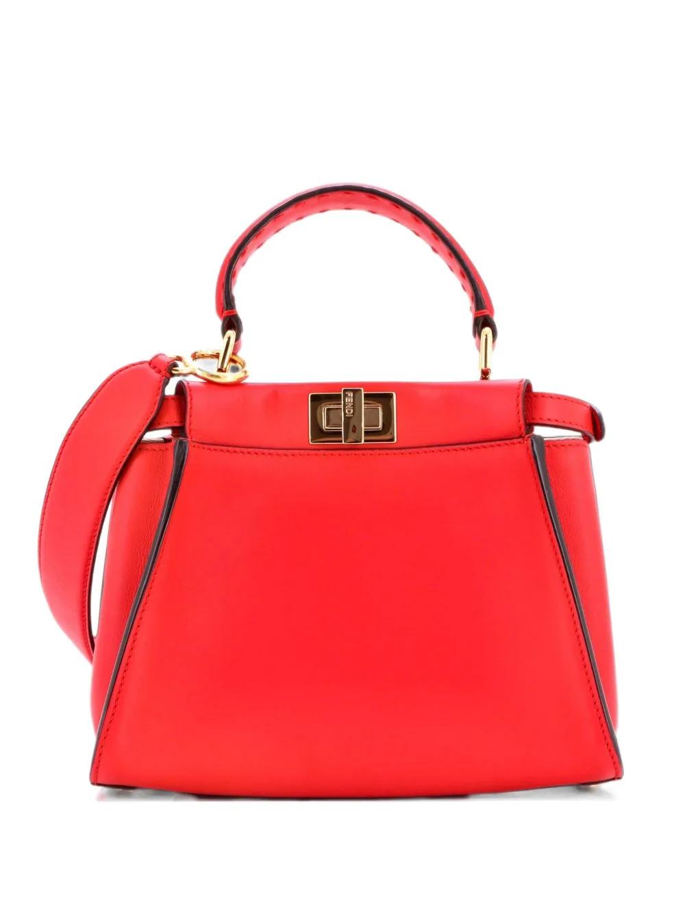 Peekaboo Bag Leather with Zucca Suede Interior Mini Satchel by Fendi Pre-Owned