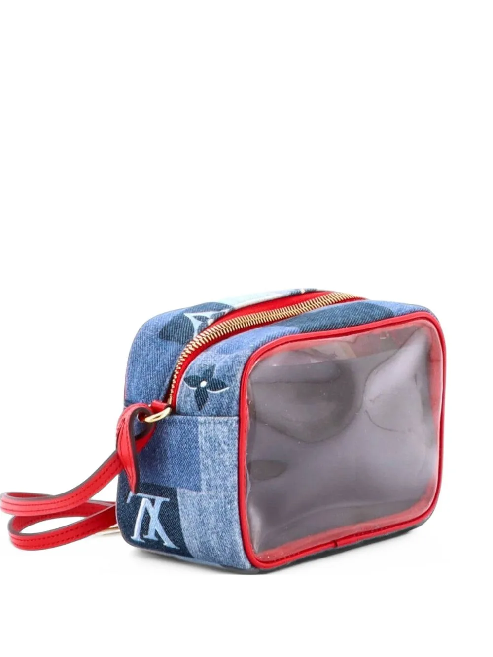 Beach Pouch Damier and Monogram Patchwork Denim Shoulder Bag by Louis Vuitton Pre-Owned
