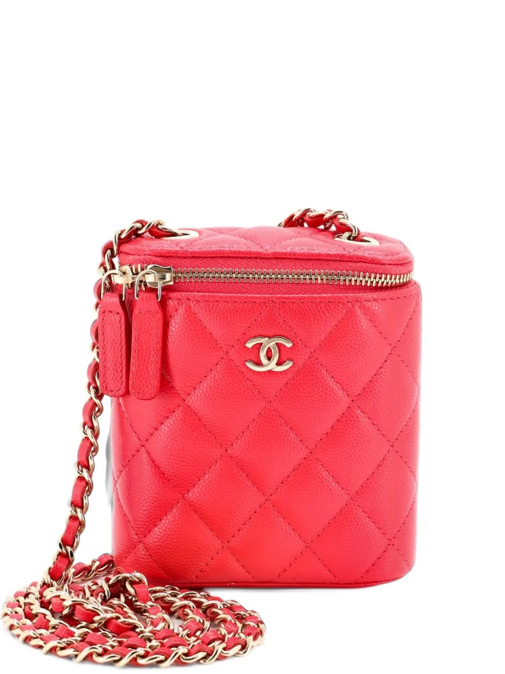 Vertical Classic Vanity Case with Chain Quilted Caviar Mini Shoulder Bag by CHANEL Pre-Owned