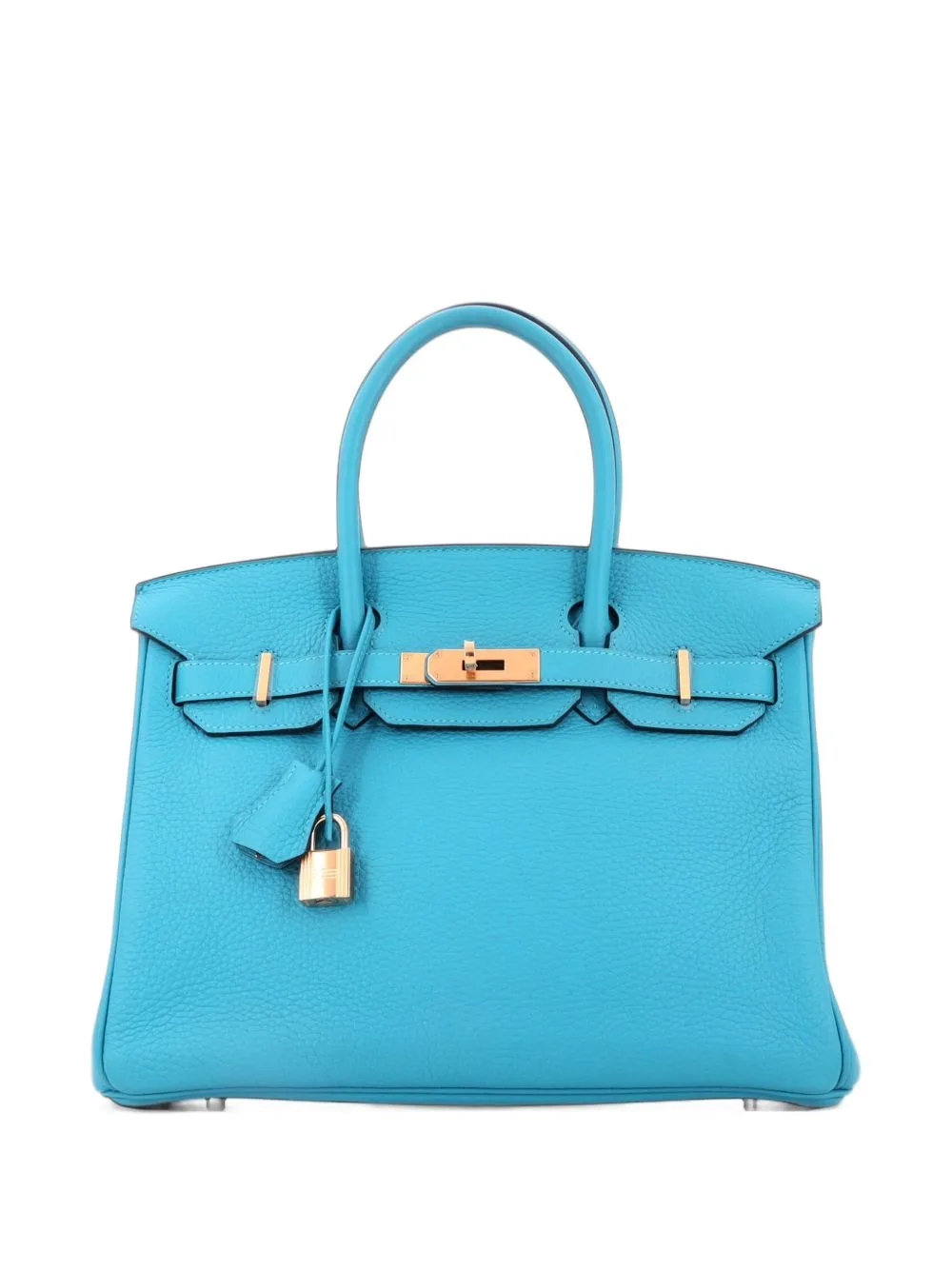 Birkin Handbag Turquoise Clemence with Gold Hardware 30 Satchel by Hermès Pre-Owned
