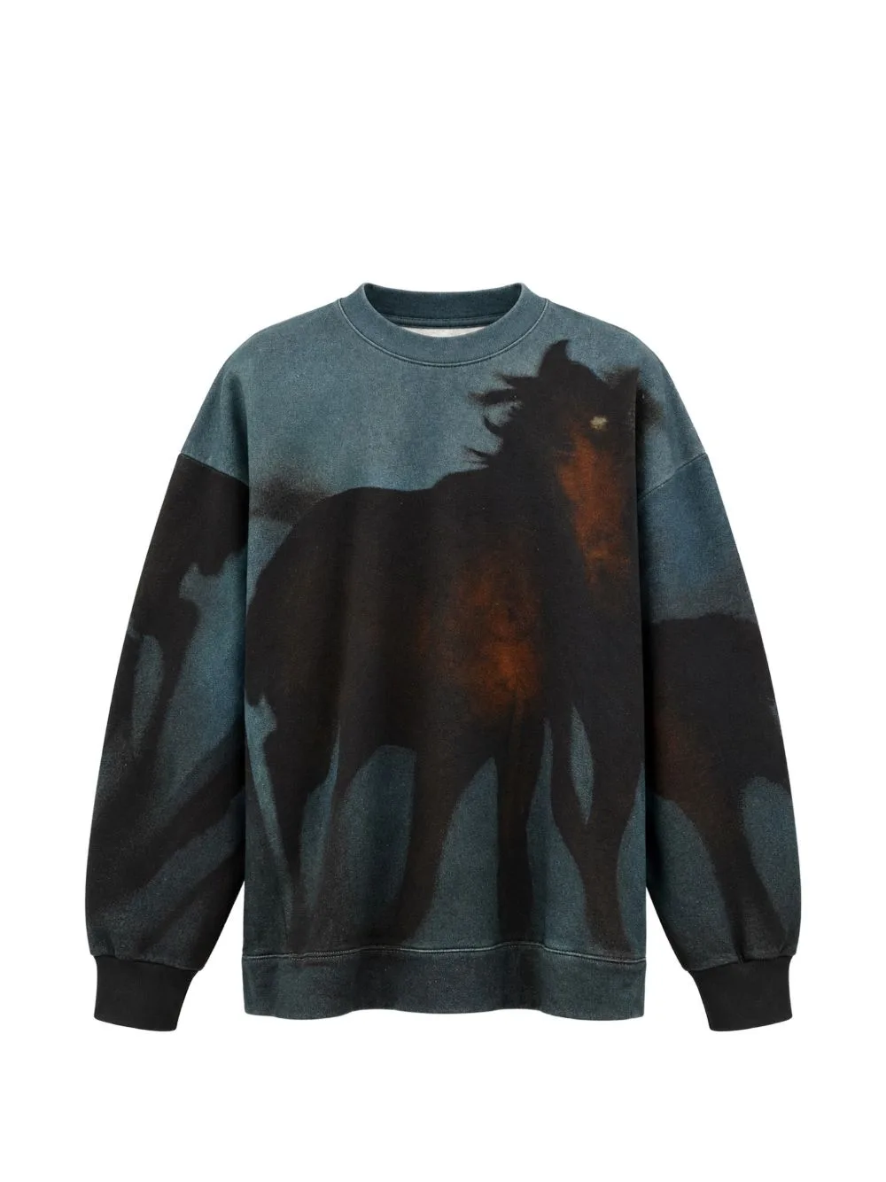 Horse-Print Crew-Neck Sweatshirt by Anntian