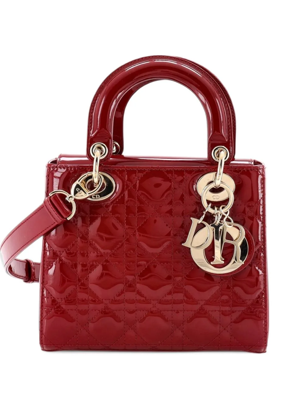 Lady Dior Bag Cannage Quilt Patent Small Satchel