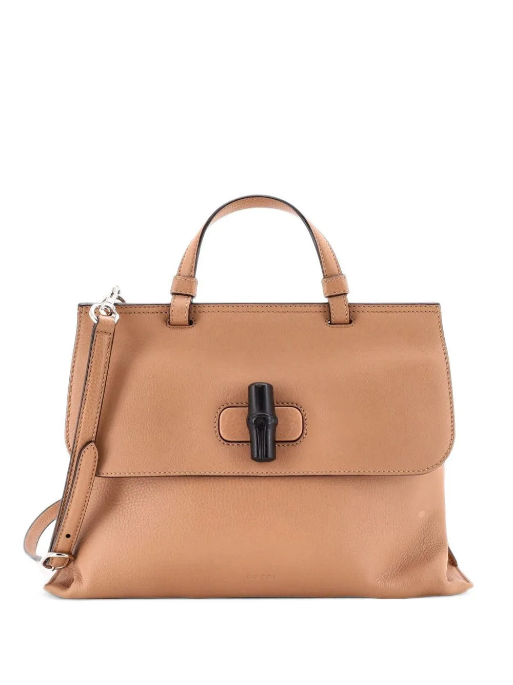 Bamboo Daily Top Handle Bag Leather Medium Satchel by Gucci Pre-Owned