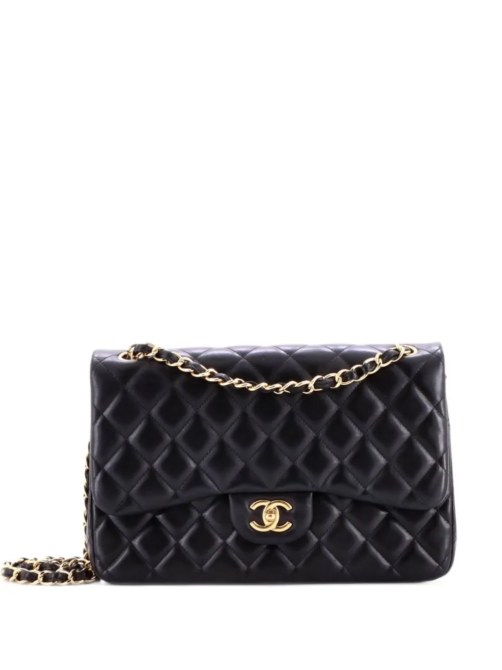Classic Double Flap Bag Quilted Lambskin Jumbo Shoulder Bag by CHANEL Pre-Owned