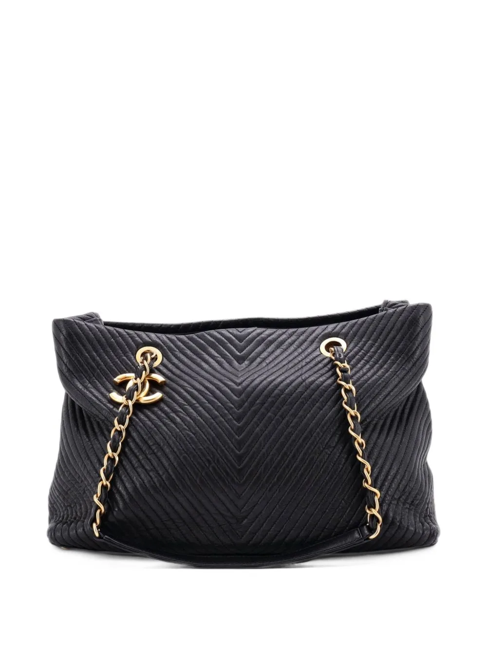 Medallion Charm Chevron Wrinkled Lambskin Large Tote Bag by CHANEL Pre-Owned
