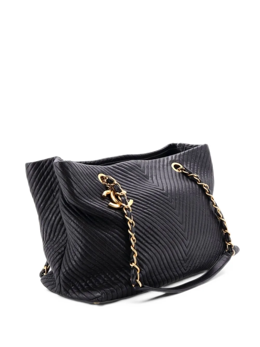 Medallion Charm Chevron Wrinkled Lambskin Large Tote Bag by CHANEL Pre-Owned