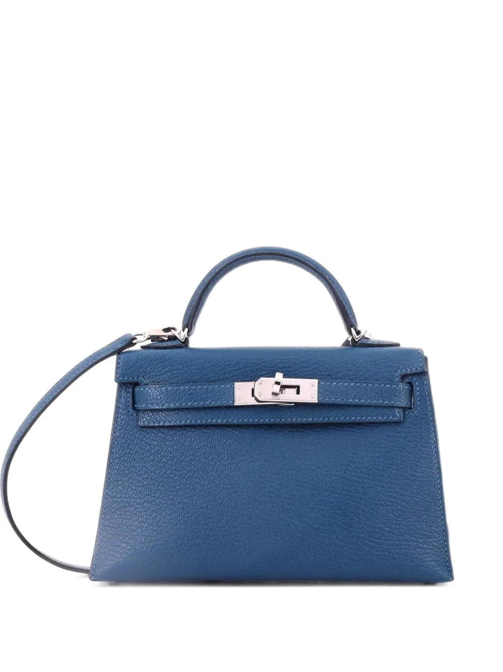 Kelly Mini II Bag Verso Chevre Mysore with Palladium Hardware 20 Satchel by Hermès Pre-Owned