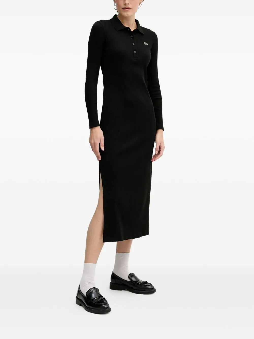 Long-Sleeves Ribbed Midi Dress by Lacoste