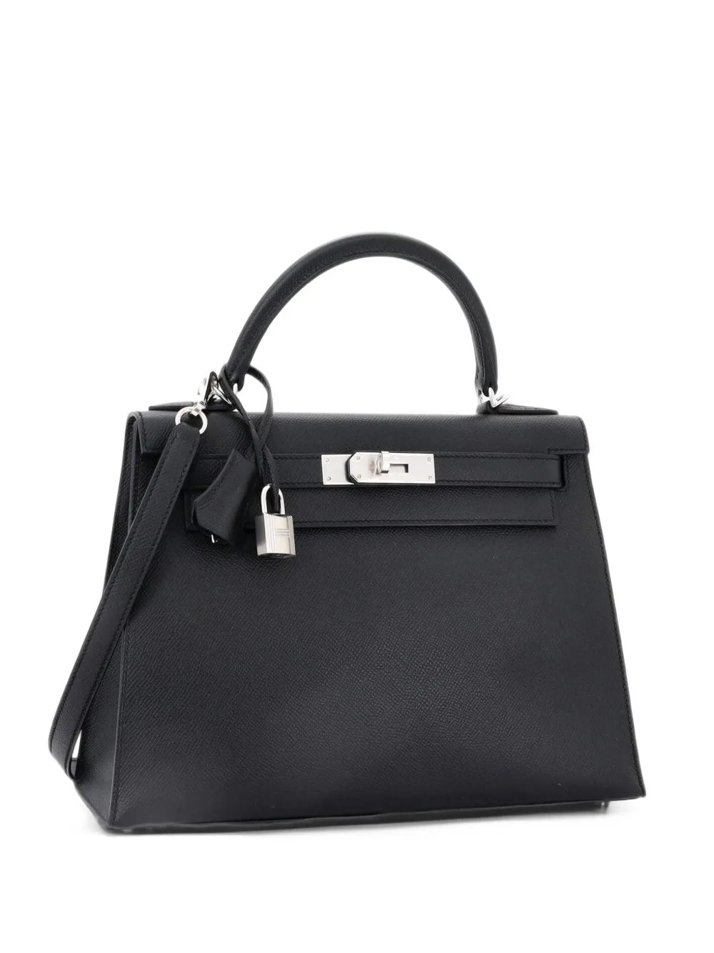 Kelly Handbag Noir Epsom with Palladium Hardware 28 Satchel by Hermès Pre-Owned