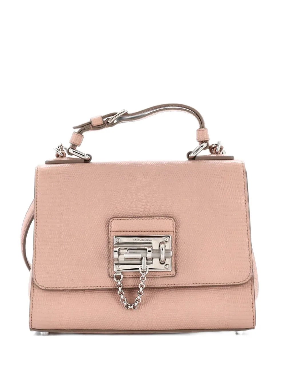 Monica Top Handle Flap Bag Lizard Embossed Leather Small Satchel by Dolce & Gabbana Pre-Owned
