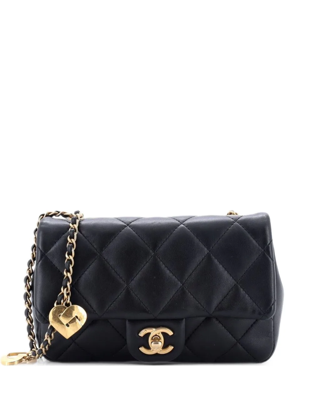 Heart Charms Flap Bag Quilted Lambskin Mini Crossbody Bag