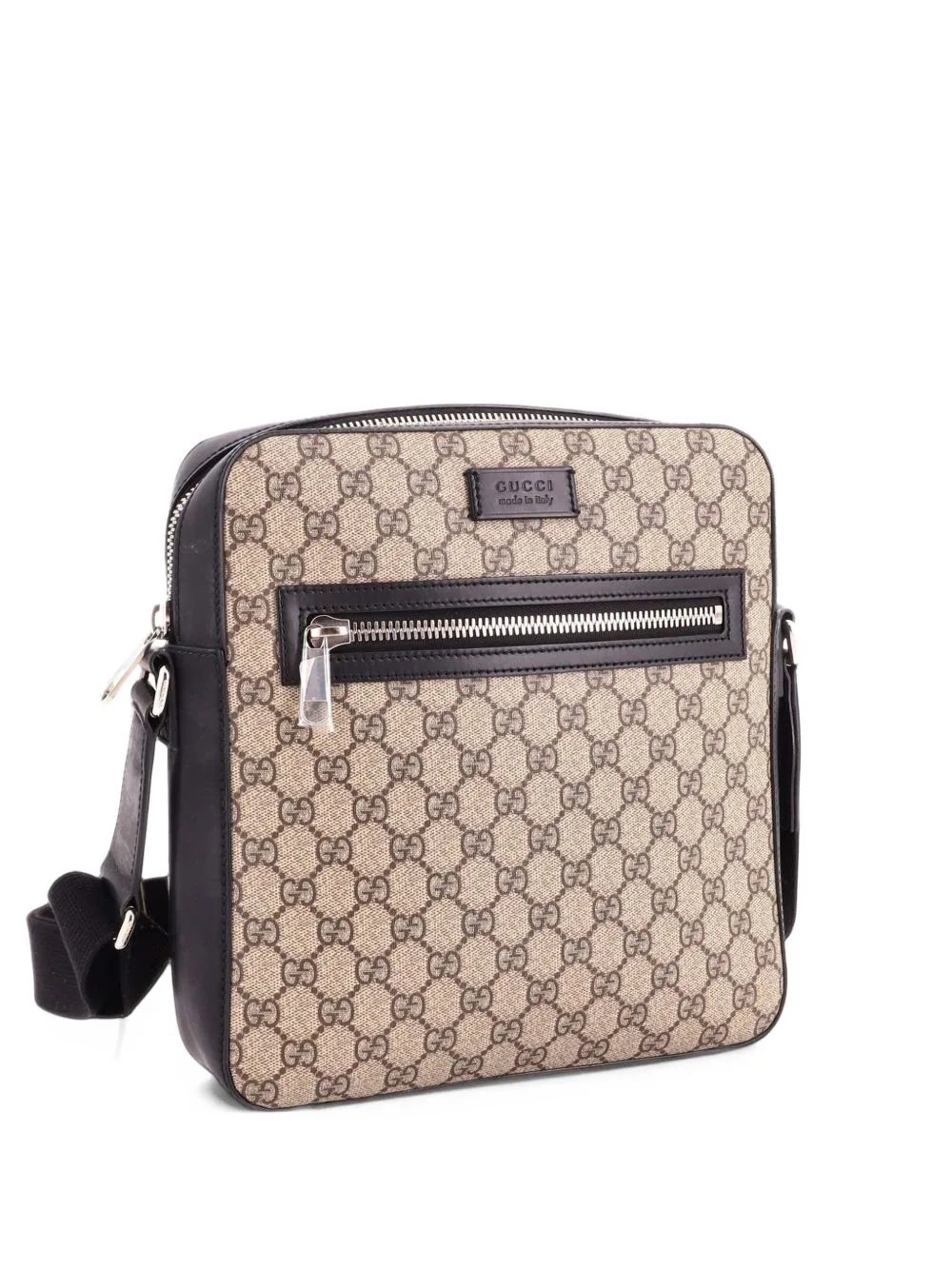 Front Zip Messenger GG Coated Canvas Medium Crossbody Bag by Gucci Pre-Owned