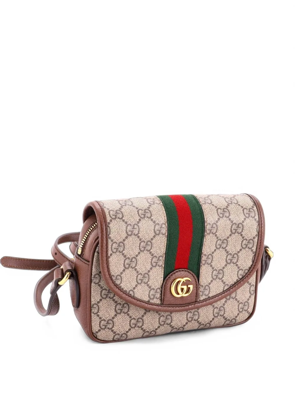 Ophidia Flap Shoulder Bag GG Coated Canvas with Leather Small Crossbody Bag by Gucci Pre-Owned