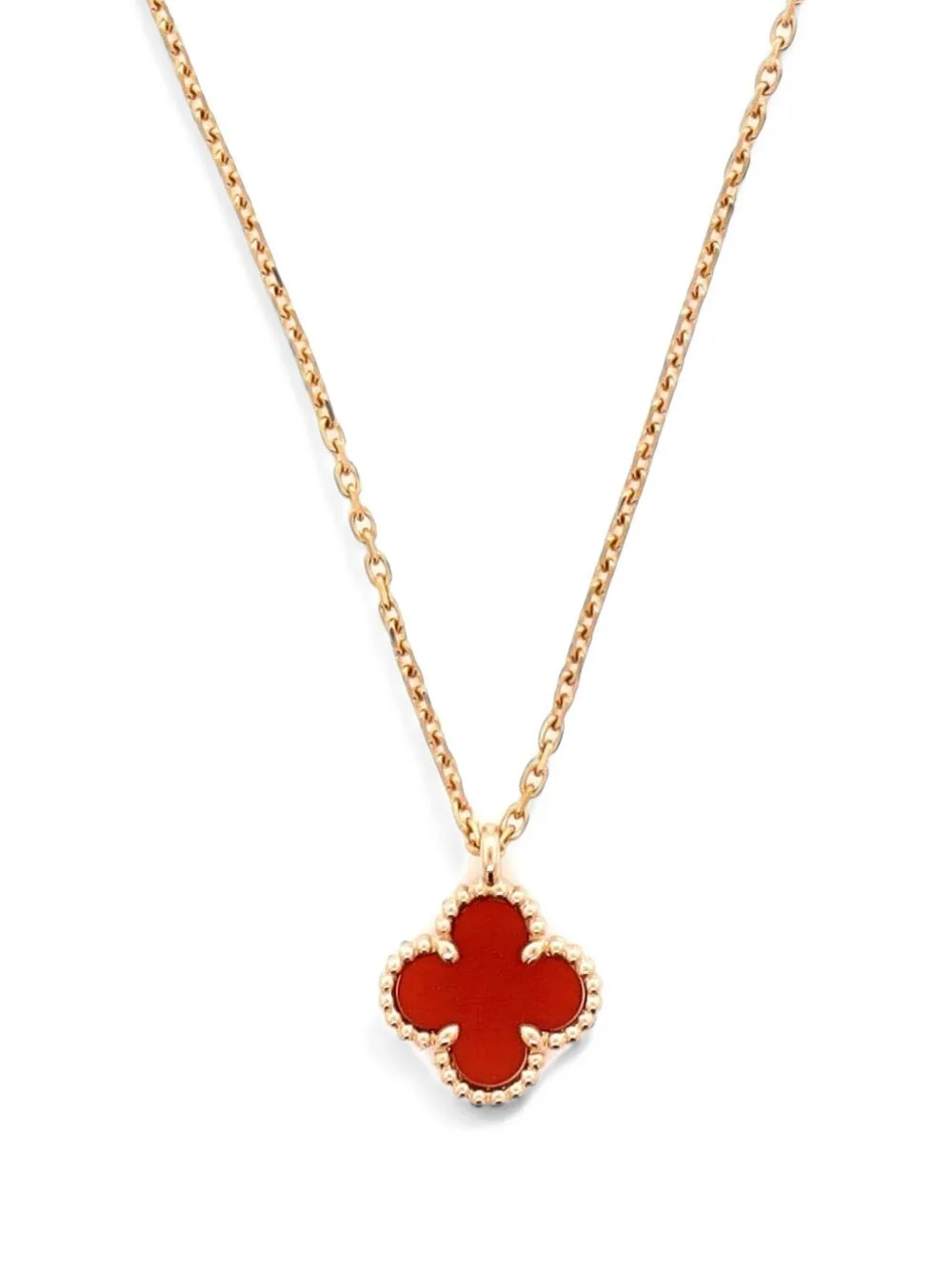 Sweet Alhambra Pendant 18K Rose Gold and Carnelian Necklace