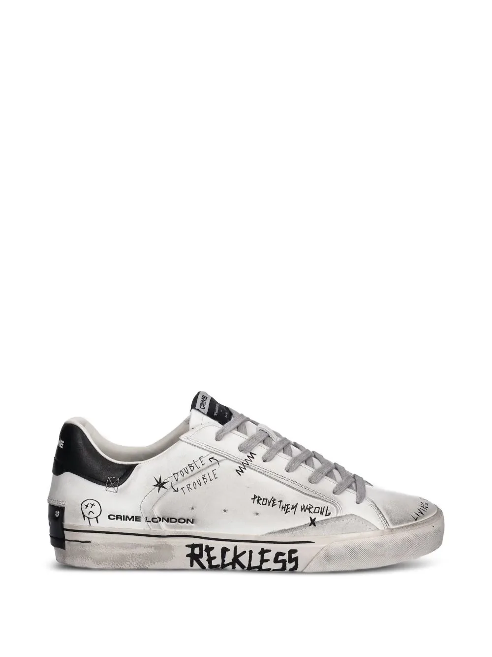 Distressed Graffiti-Print Sneakers by Crime London