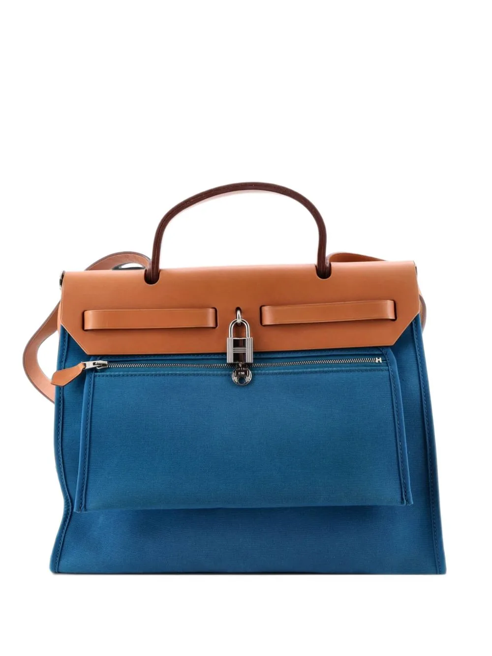 Herbag Zip Leather and Toile 31 Shoulder Bag by Hermès Pre-Owned