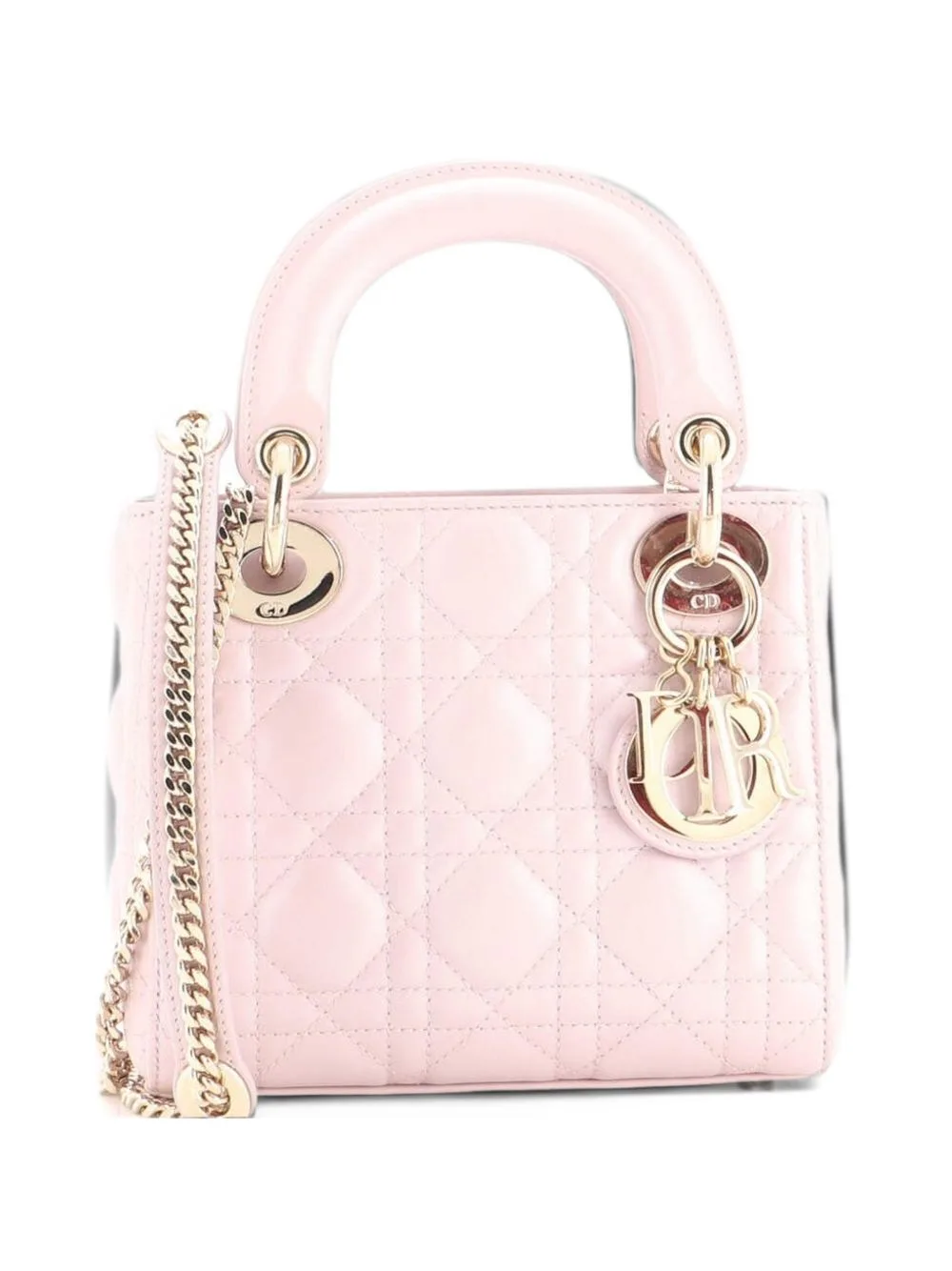 Lady Dior Chain Bag Cannage Quilt Iridescent Leather Mini Satchel by Christian Dior Pre-Owned