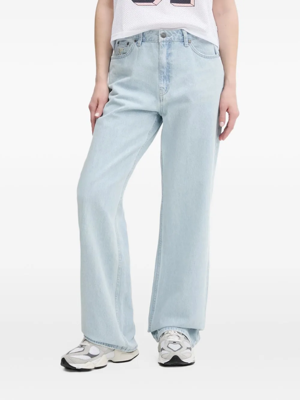 Logo-Embroidered Wide-Leg Jeans by karl kani