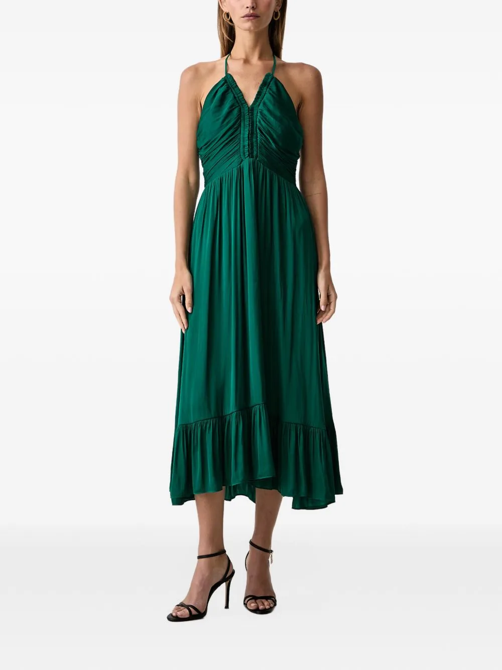 Ruched Halterneck Midi Dress by Morgan