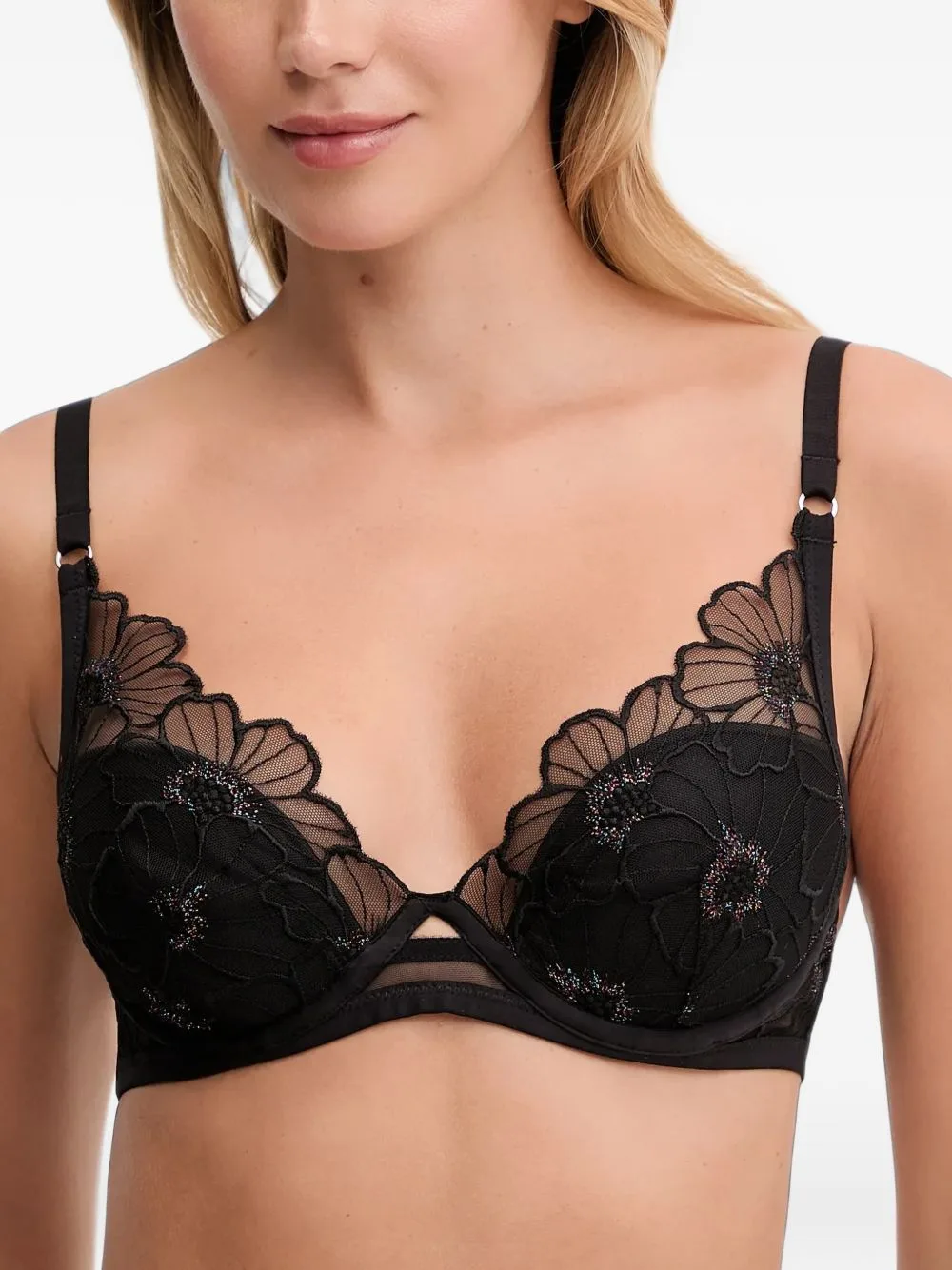 Floral-Embroidered Mesh Bra by Chantelle