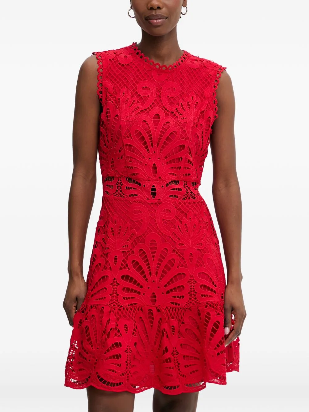 Rosli Guipure-Lace Ruffled Mini Dress by Morgan