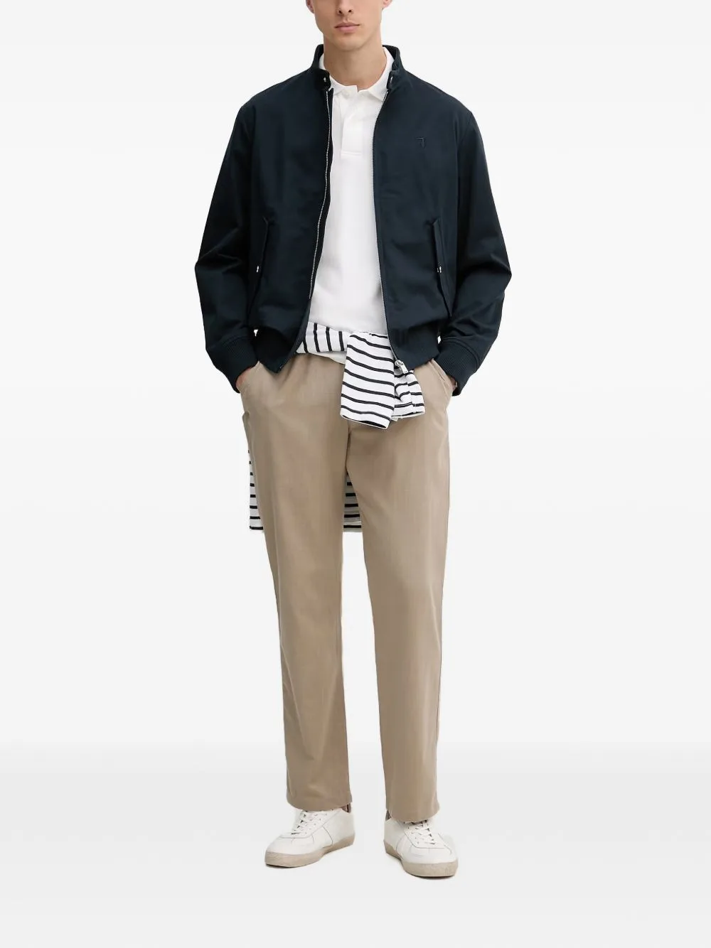Logo-Embroidered High-Neck Jacket by Trussardi