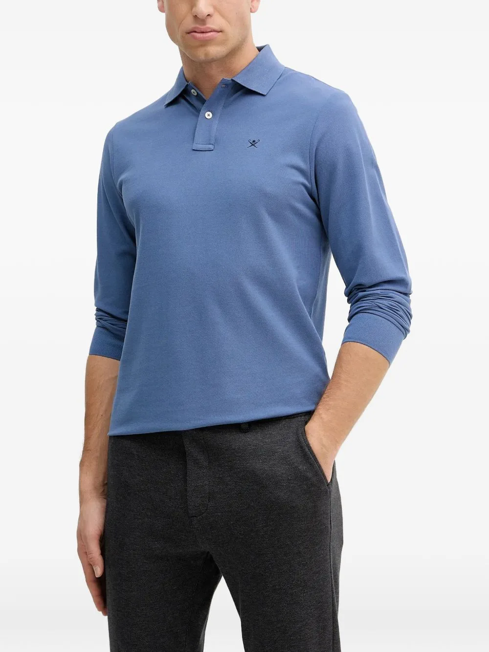 Long-Sleeved Logo-Embroidered Polo Shirt by Hackett London