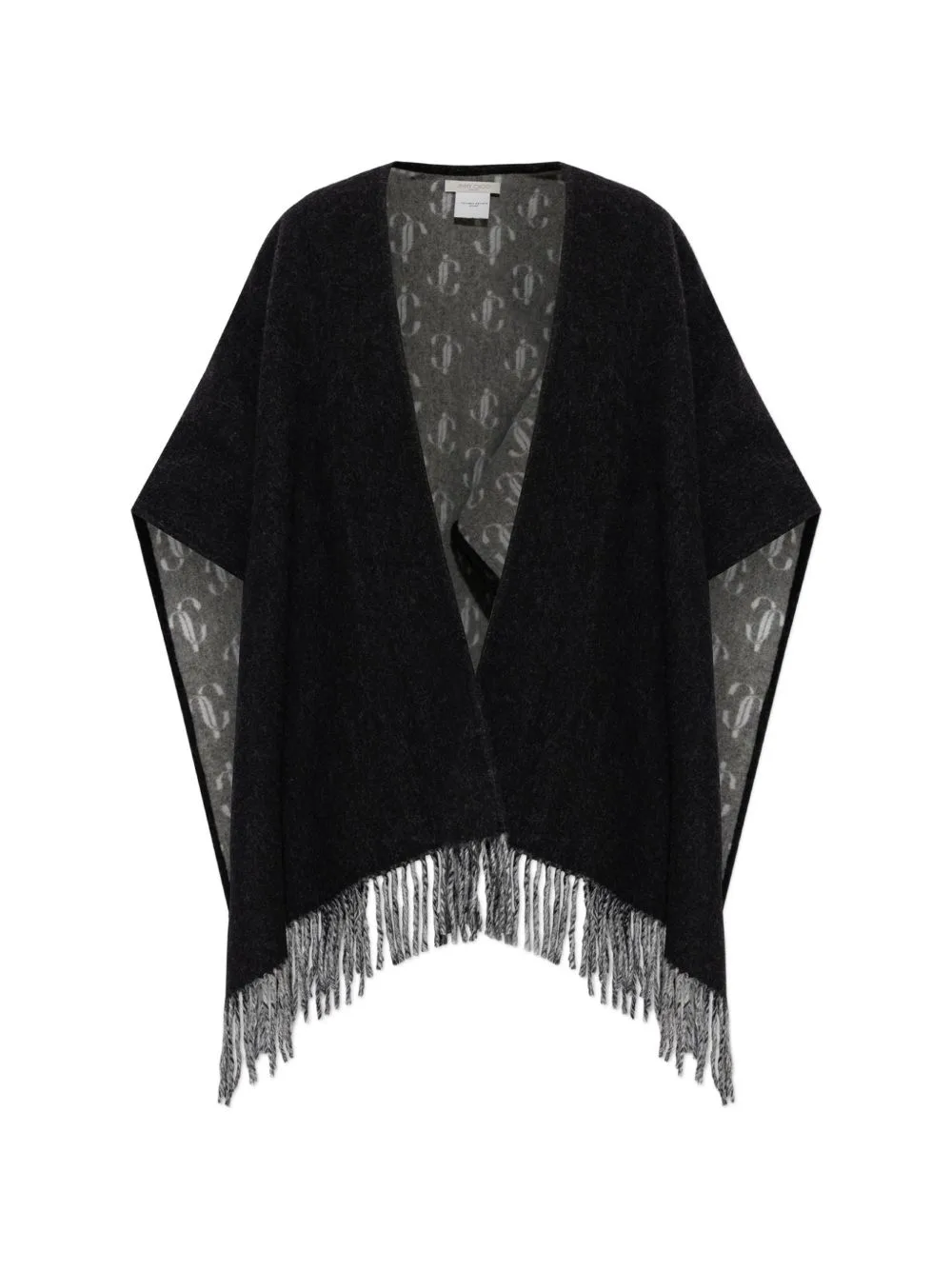 Monogram-Pattern Fringed Poncho by Jimmy Choo