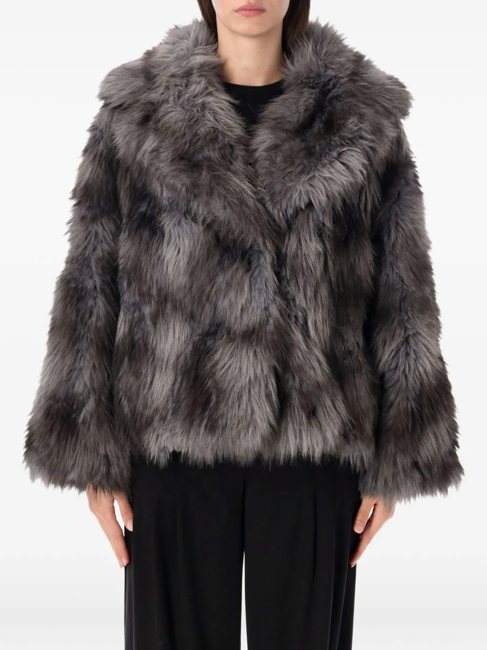 Shawl-Collar Faux-Fur Coat by Sword