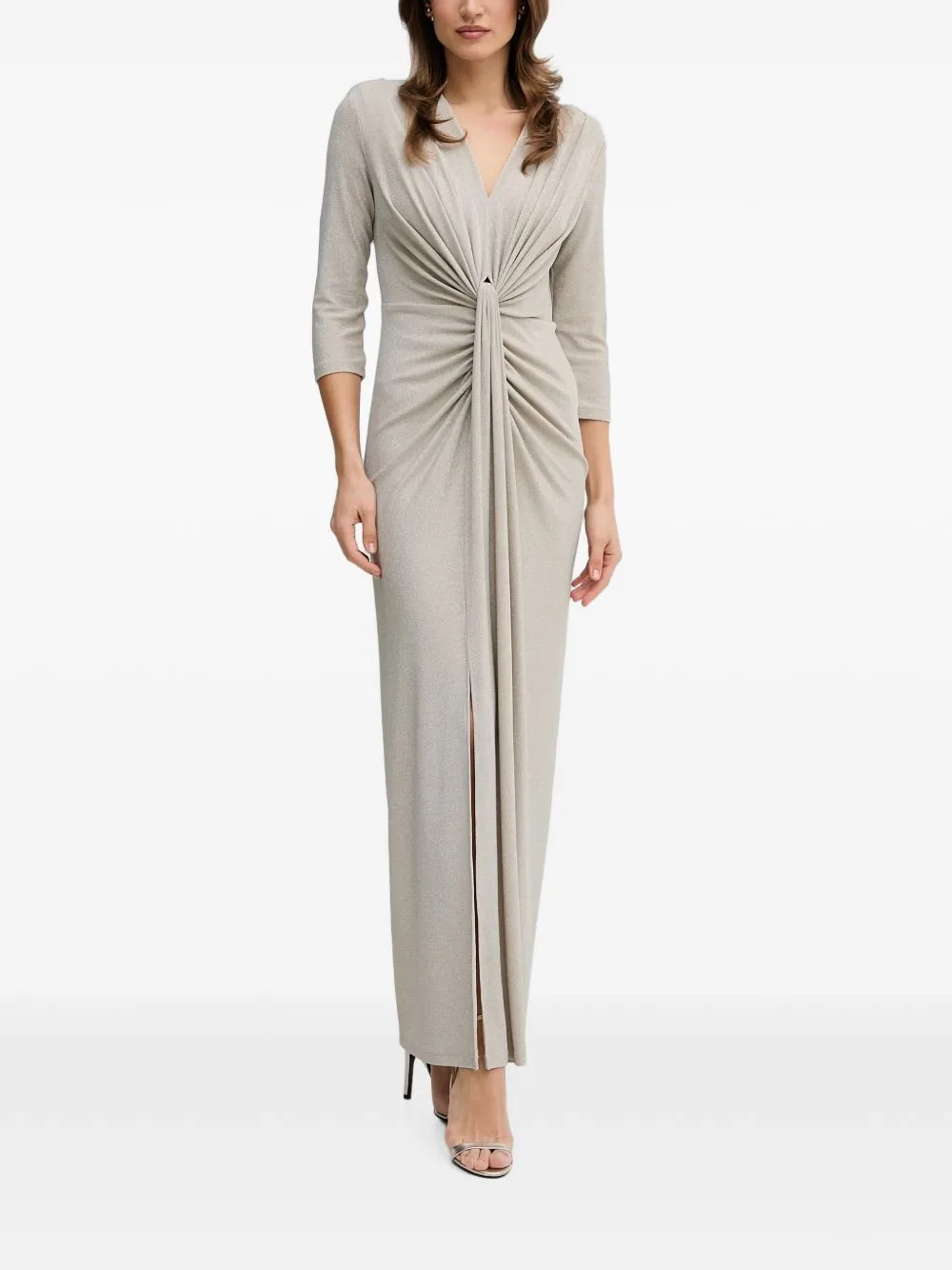 Twist-Detail Three-Quarter-Sleeve Maxi Dress by Joseph Ribkoff