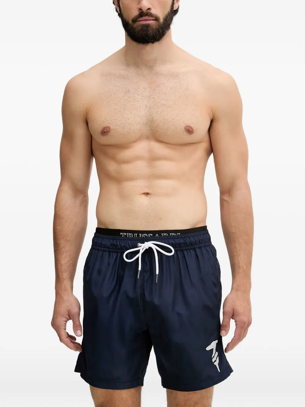 Logo-Print Drawstring Swim Shorts by Trussardi