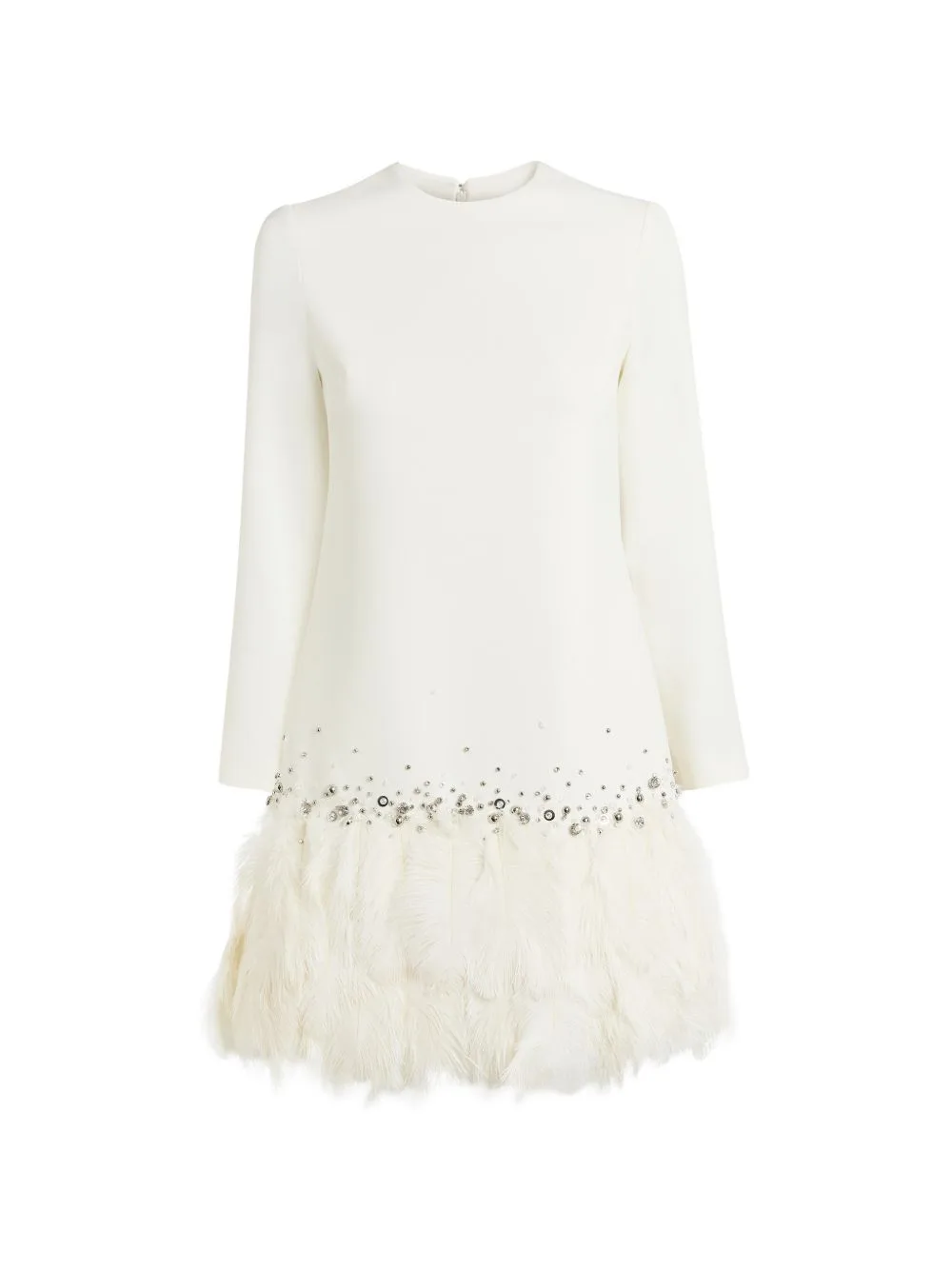 Reffie Feather-Trim Crystal-Embellished Mini Dress