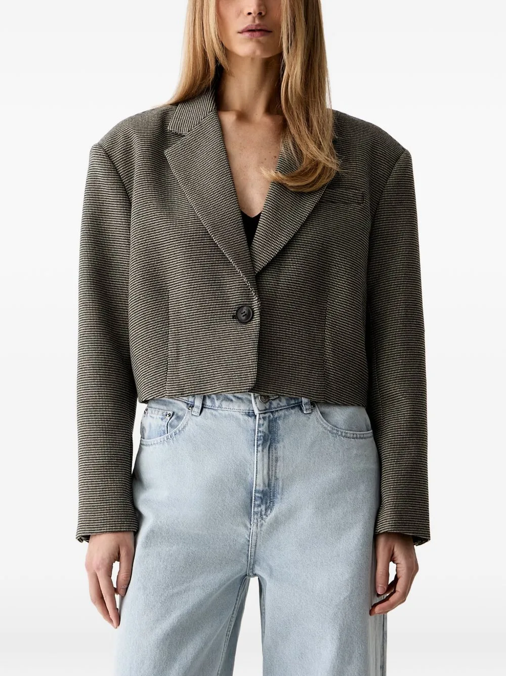 Houndstooth Cropped Blazer by Gestuz