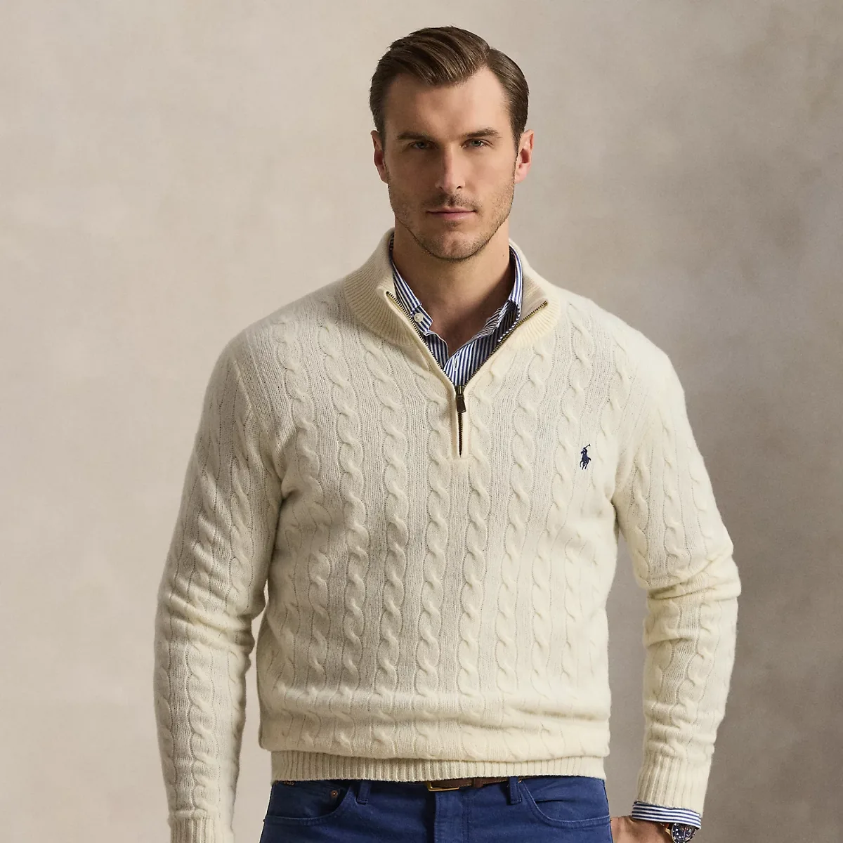 Cable-Knit Quarter-Zip Jumper